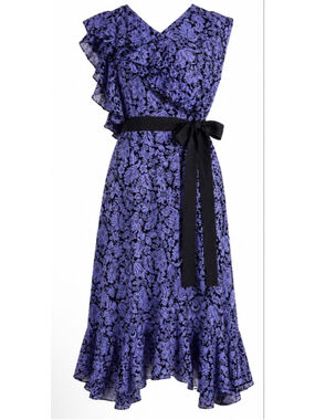 ERDEM | Dresses | Erdem Black Midi Dress With Pink And Green Floral Design  | Poshmark